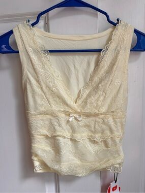 Cider Butter Yellow Lace Tank XS